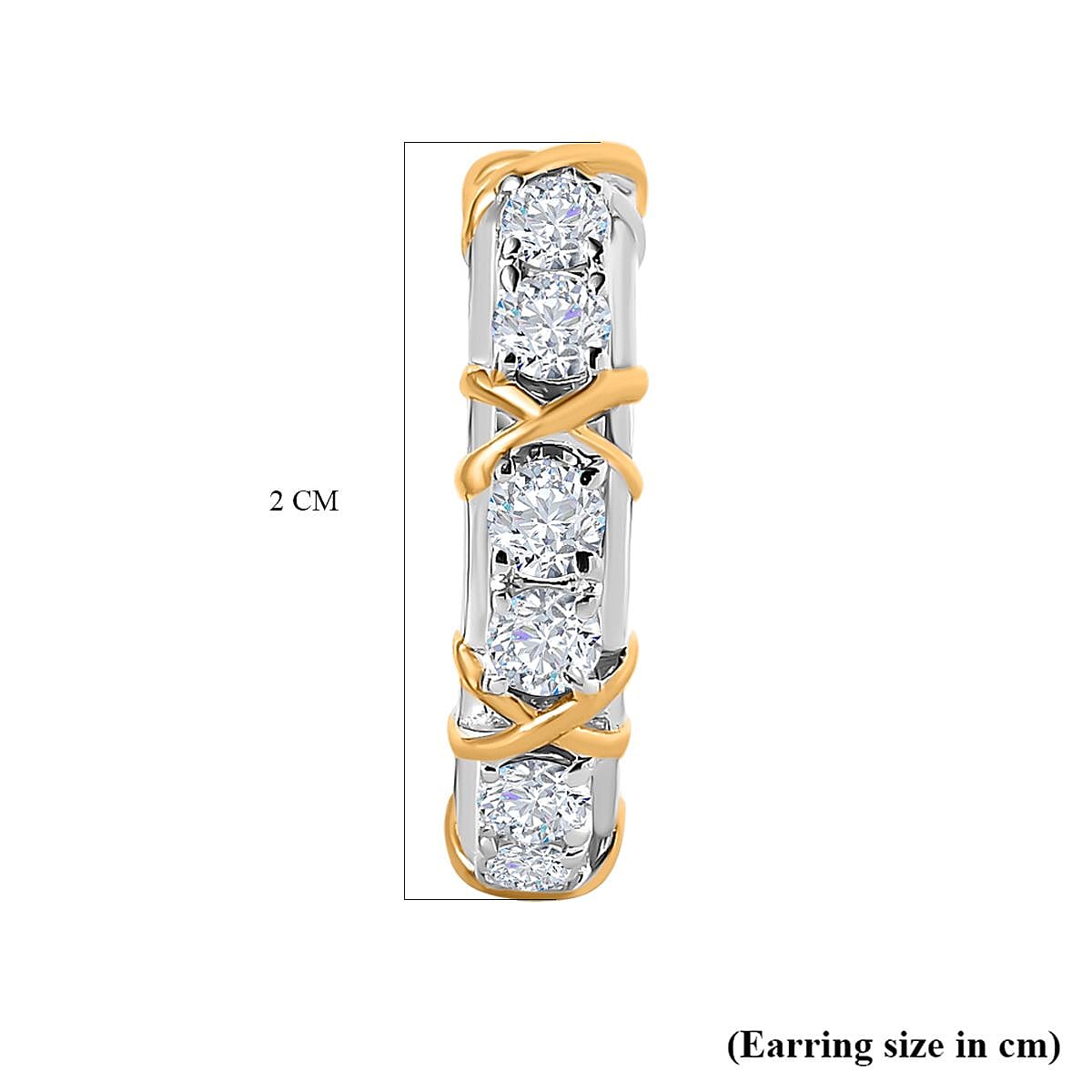 Royal Bali Collection Moissanite Hoop Earrings in 18K Vermeil Yellow Gold Plated Sterling Silver 1.29 Ct.