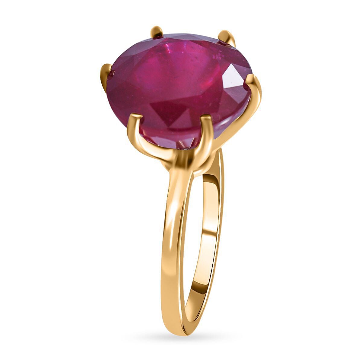 9K Yellow Gold African Ruby Solitaire Ring 10.00 Ct.