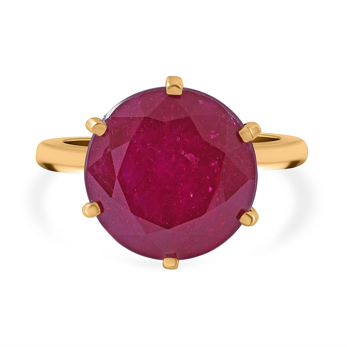 9K Yellow Gold African Ruby Solitaire Ring 10.00 Ct.