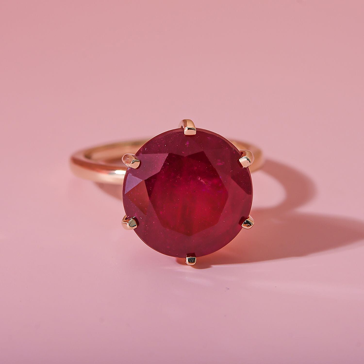 9K Yellow Gold African Ruby Solitaire Ring 10.00 Ct.