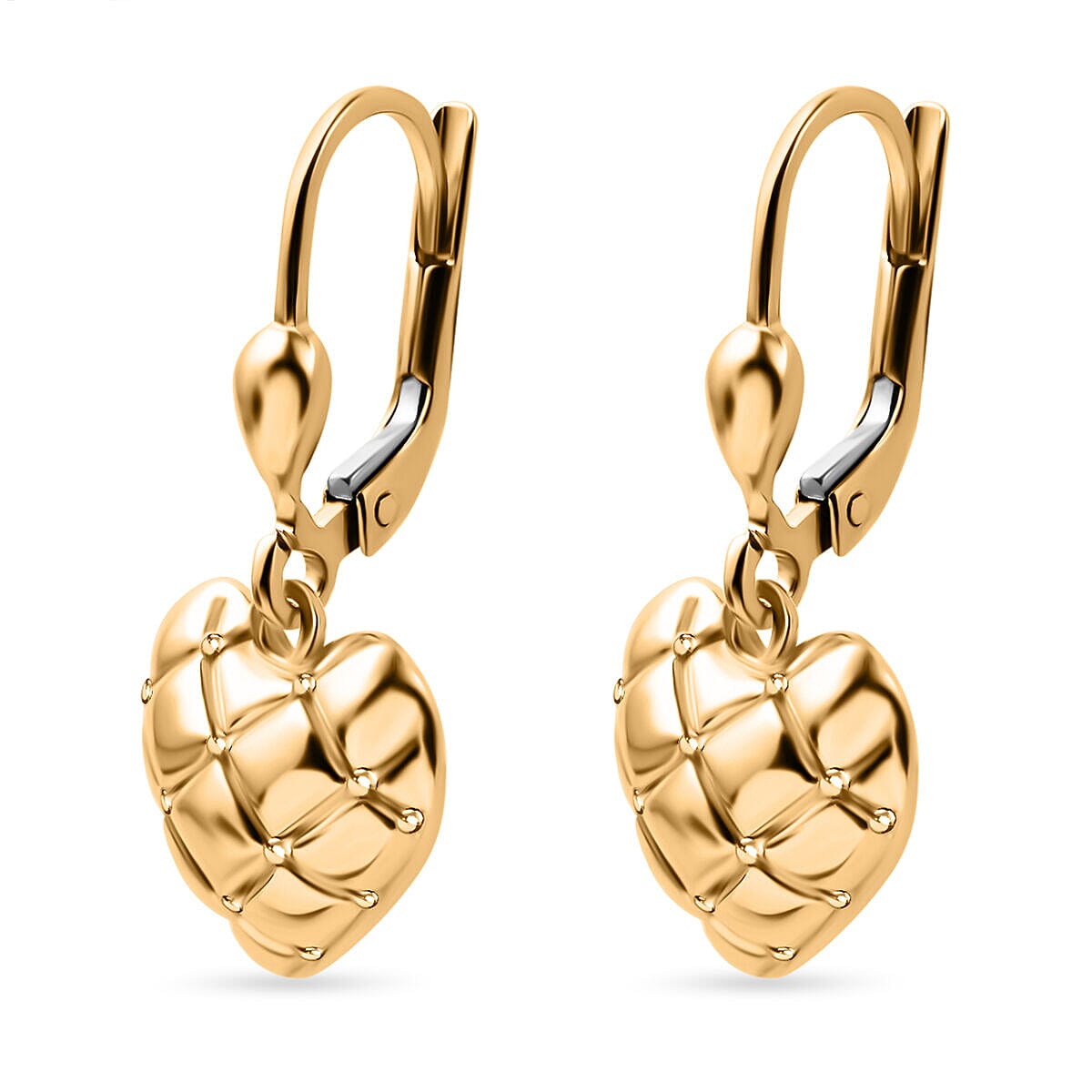9K Yellow Gold Lever Back Heart Earrings