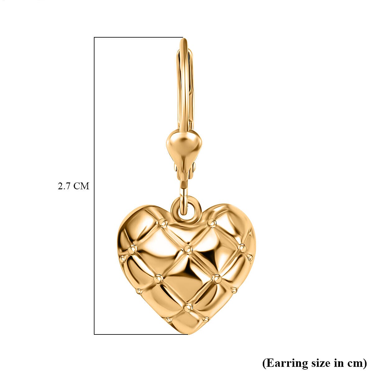 9K Yellow Gold Lever Back Heart Earrings