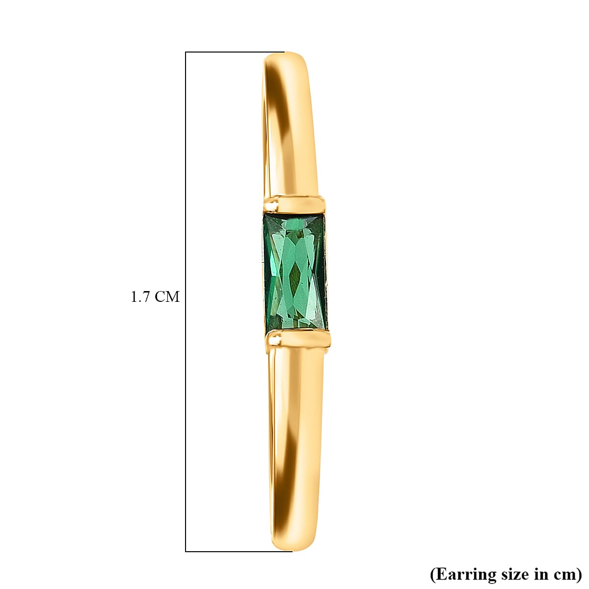 9K Yellow Gold Simulated Green Topaz Hoop Earrings