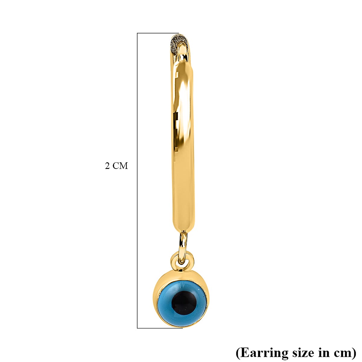 9K Yellow Gold Eye Dangle Hoop Earrings
