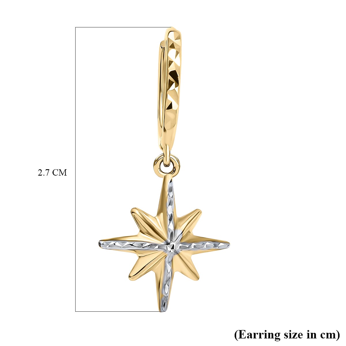Las Vegas Closeout Deal - 9K Yellow and White Gold Star Earrings