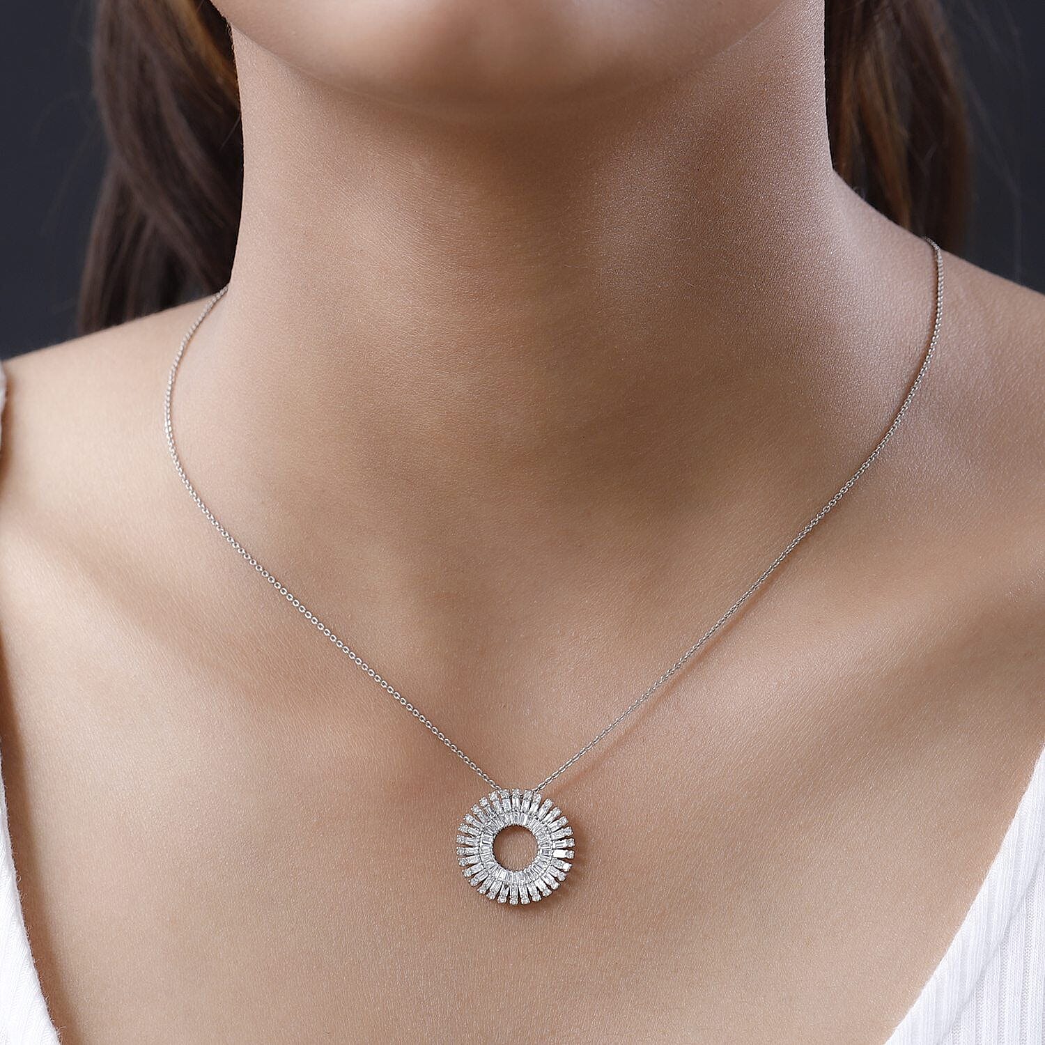 JCK Vegas CloseOut- 900 Platinum SGL Certified (I1-G-H) Diamond Sunburst Pendant 1.00 Ct.