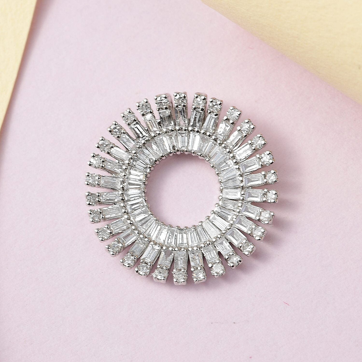 JCK Vegas CloseOut- 900 Platinum SGL Certified (I1-G-H) Diamond Sunburst Pendant 1.00 Ct.