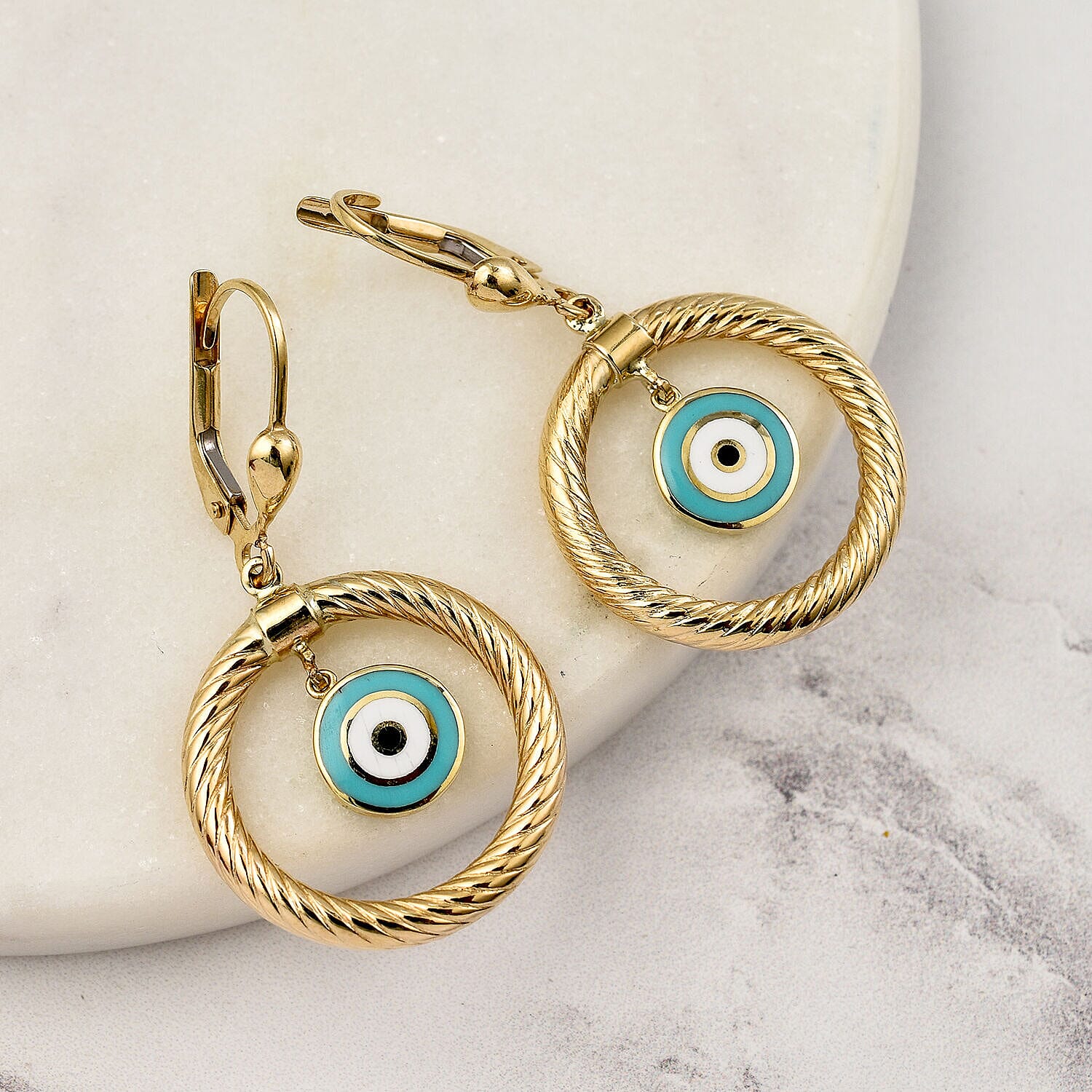 9K Yellow Gold Enamelled Circle Earrings, Gold Wt. 3.48 Gms