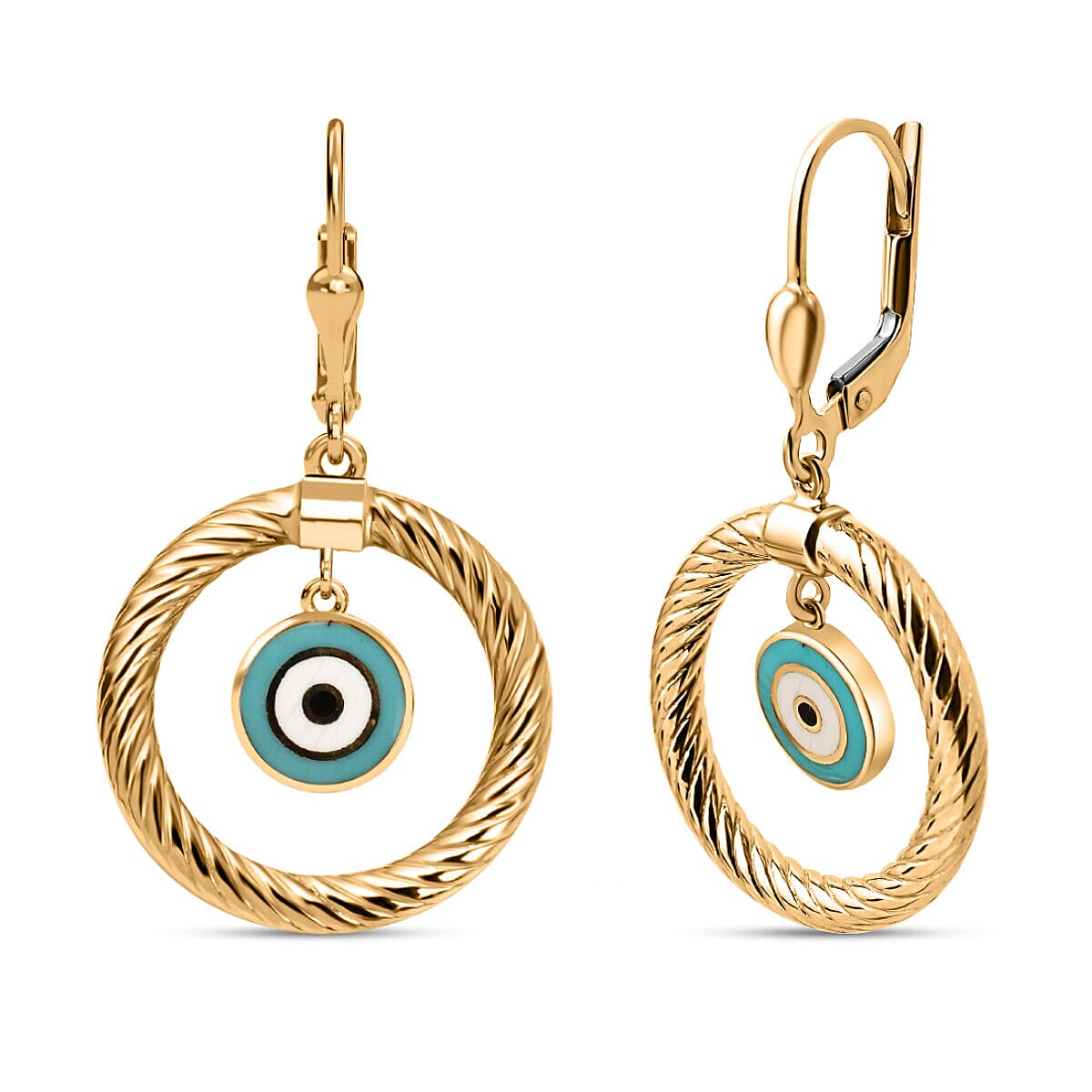 9K Yellow Gold Enamelled Circle Earrings, Gold Wt. 3.48 Gms