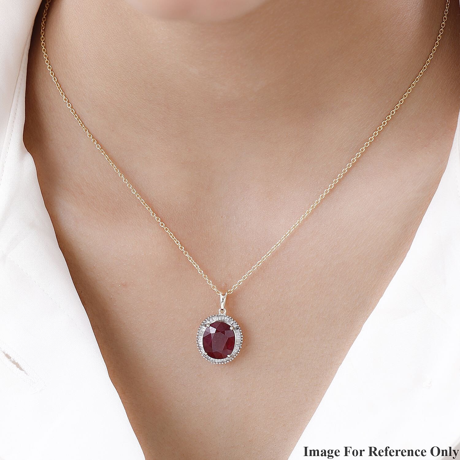 9K Yellow Gold African Ruby and Diamond Pendant 7.75 Ct.