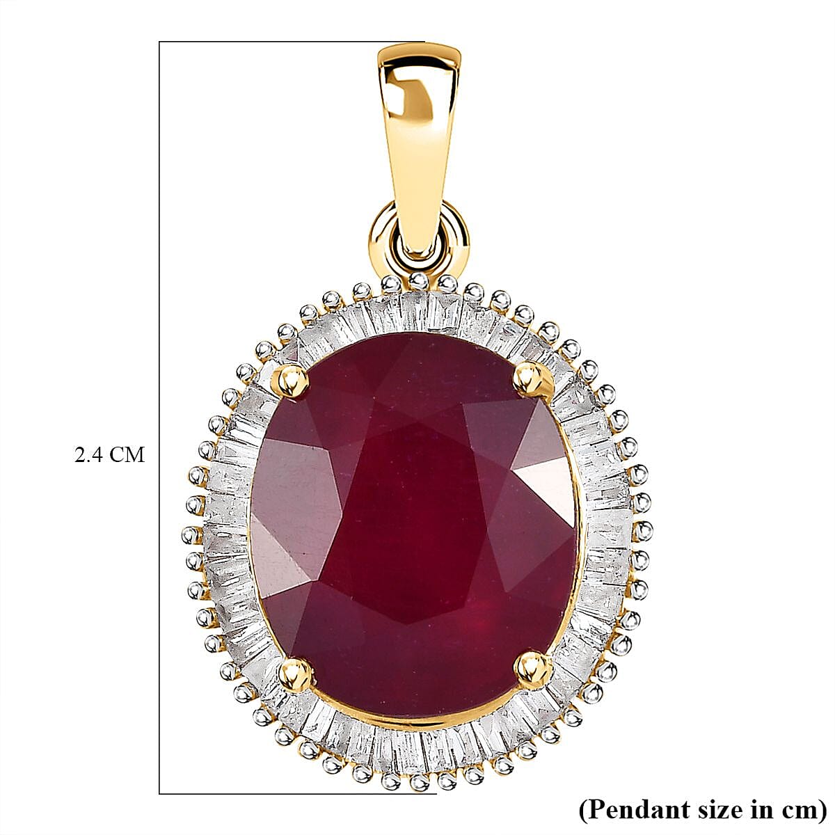 9K Yellow Gold African Ruby and Diamond Pendant 7.75 Ct.