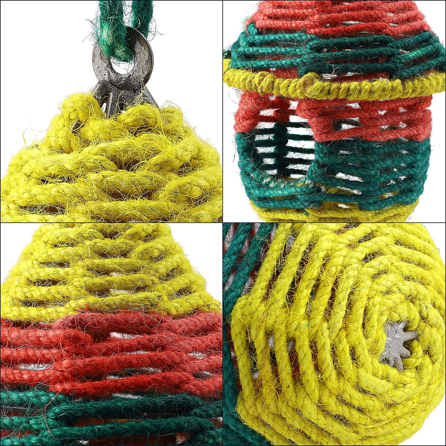 Jute Rope Weaved Hut Shape Steel Bird House - Multi