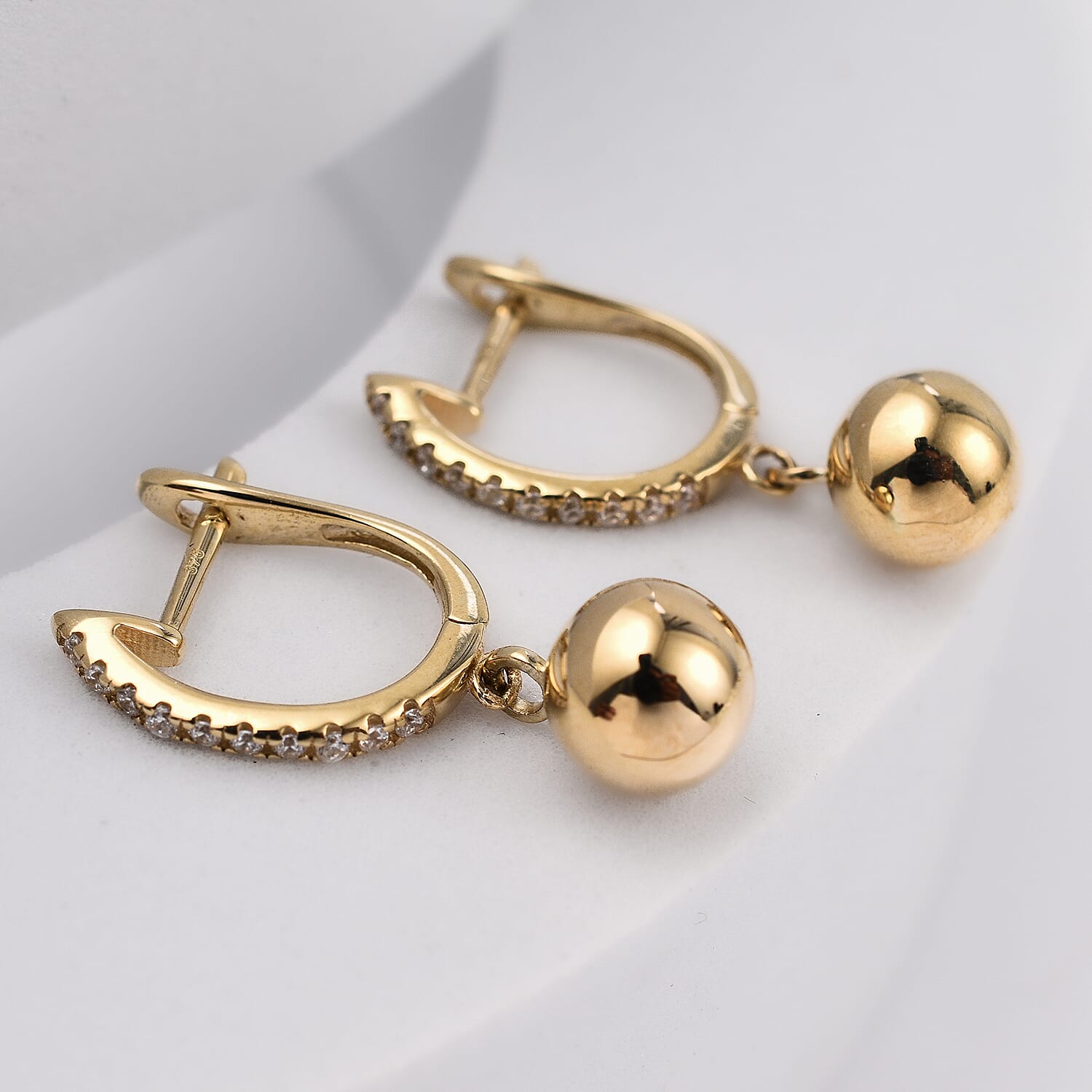 9K Yellow Gold Ball Hoop Earrings
