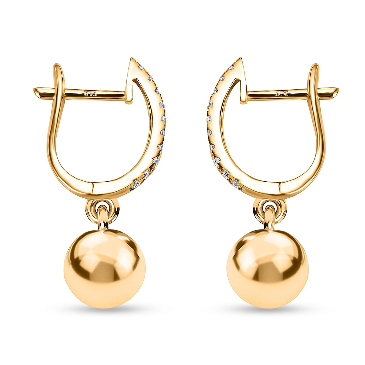 9K Yellow Gold Ball Hoop Earrings