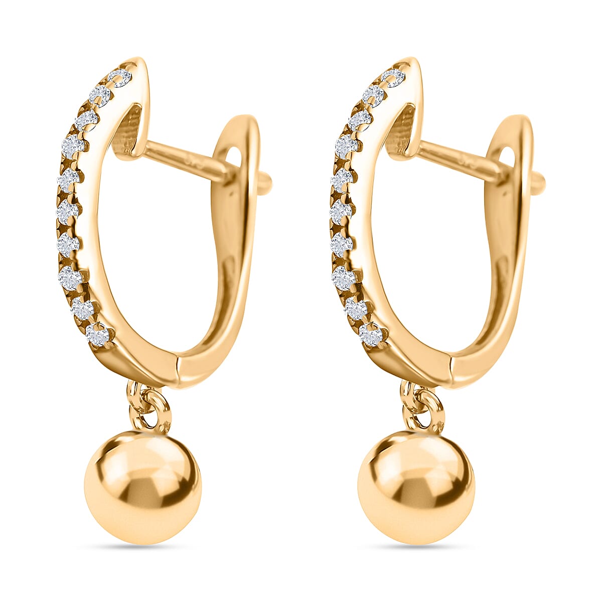 9K Yellow Gold Ball Hoop Earrings