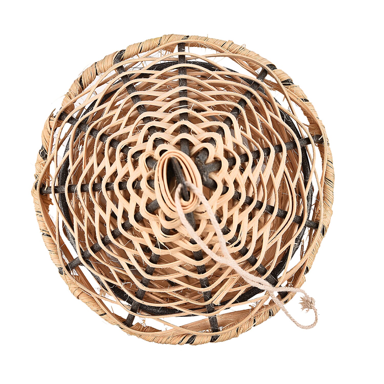 Rattan Weaved Hut Shape Steel Bird House - Natural