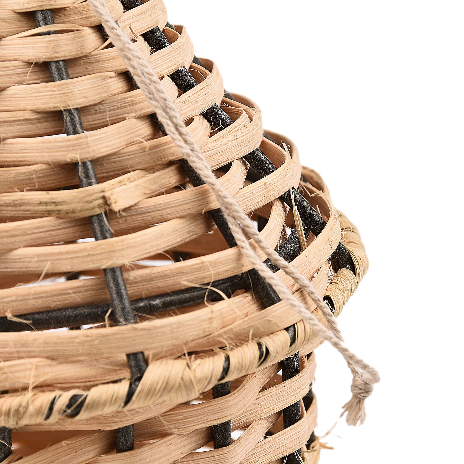 Rattan Weaved Hut Shape Steel Bird House - Natural