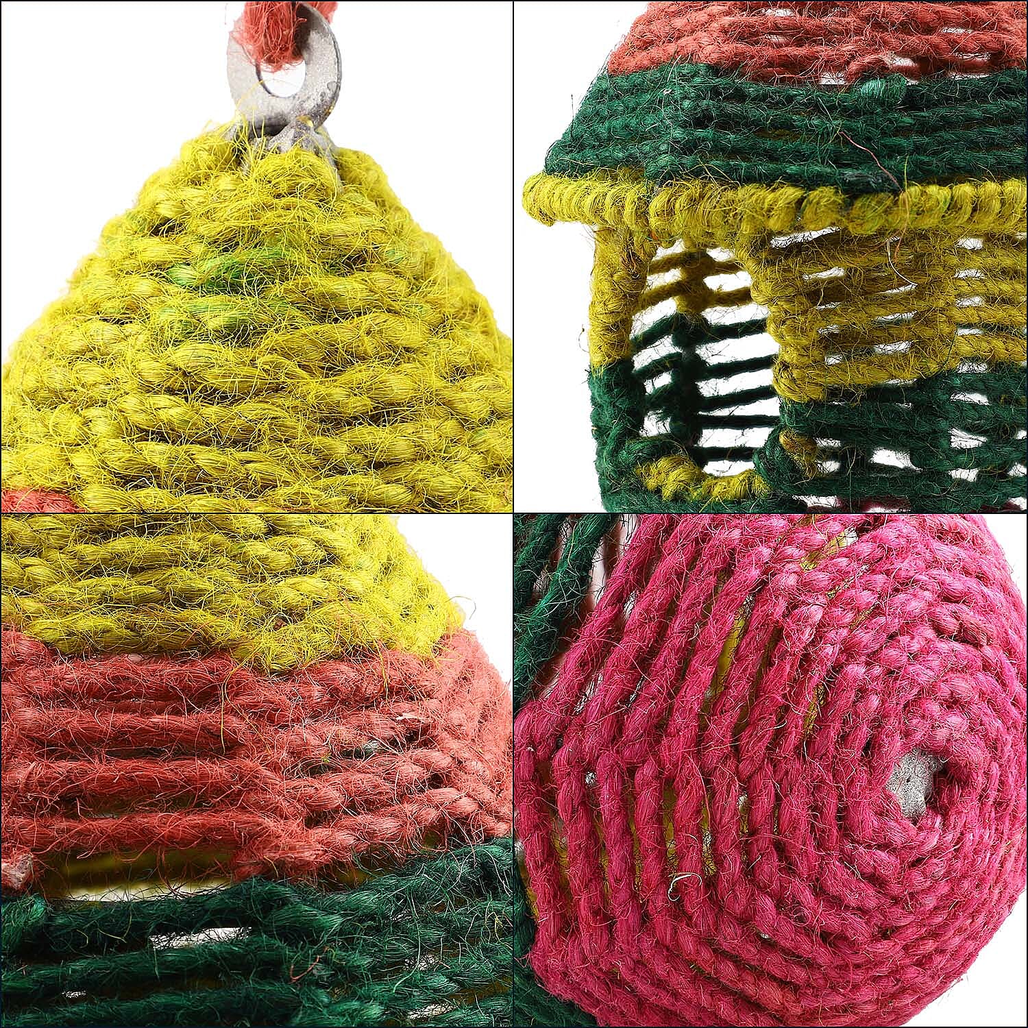 Rattan Weaved Hut Shape Steel Bird House - Natural