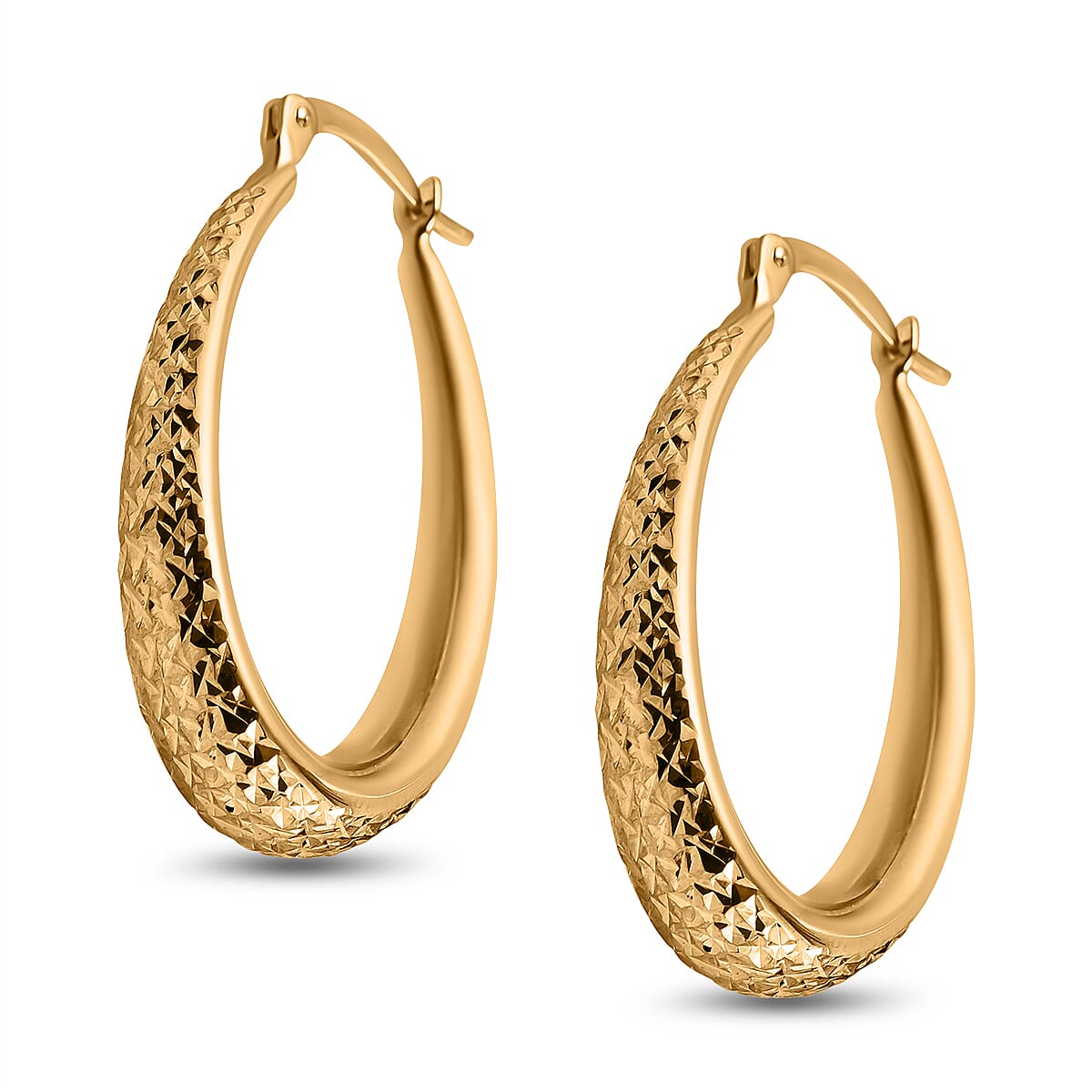 Istanbul Treasures - 9K Yellow Gold Diamond Cut Hoop Earrings 2.58 Grams