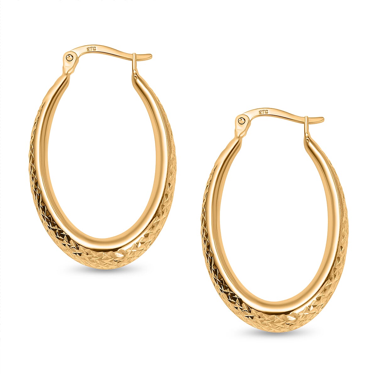 Istanbul Treasures - 9K Yellow Gold Diamond Cut Hoop Earrings 2.58 Grams