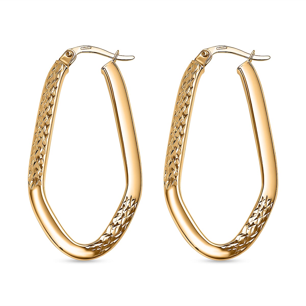 Ottoman Treasures - 9K Yellow Gold Diamond Cut Kite Earrings. 2.06 Gms