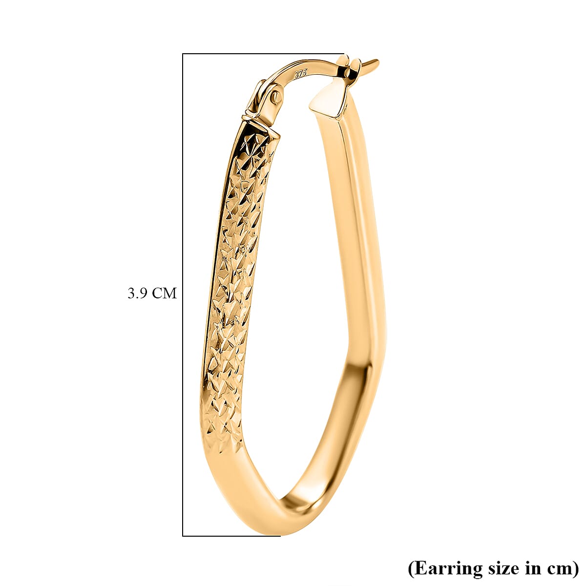 Ottoman Treasures - 9K Yellow Gold Diamond Cut Kite Earrings. 2.06 Gms