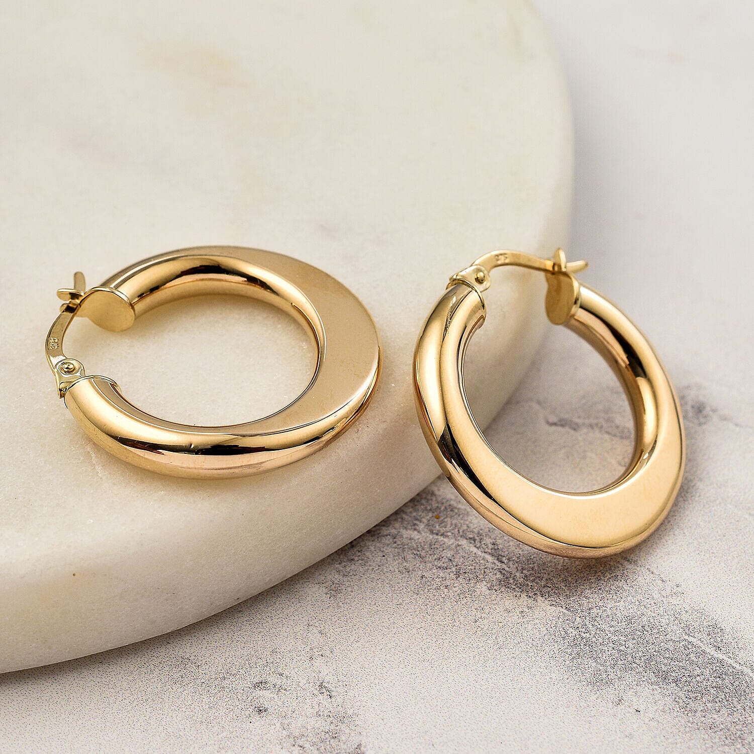 9K Yellow Gold Plain Creole Earrings