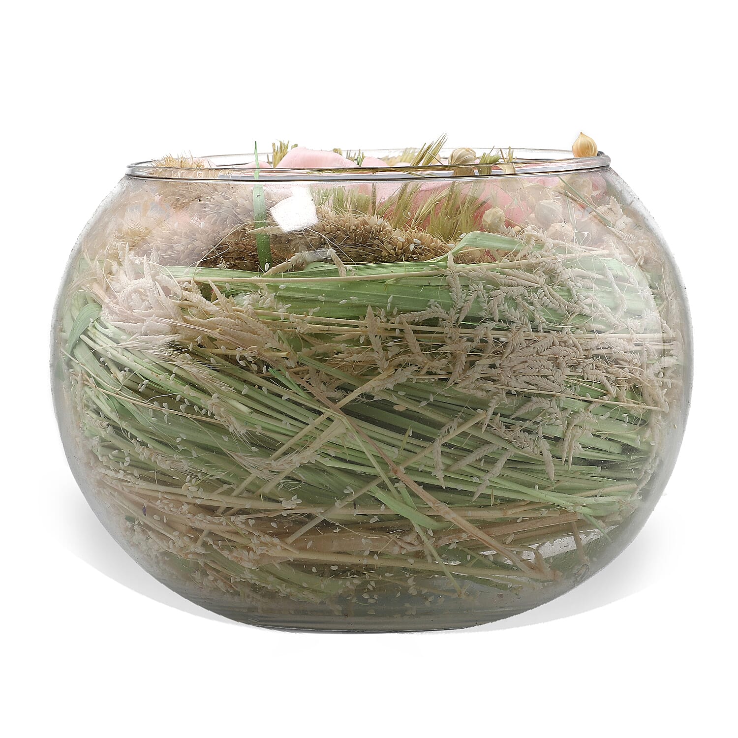 Fresh Dried Arrangement in Glass Bowl Sola Thai Rose - Light Pink