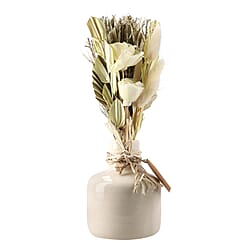 Ceramic Pot Arrangement with Bottom Grass and Sola Thai Rose - Yellow