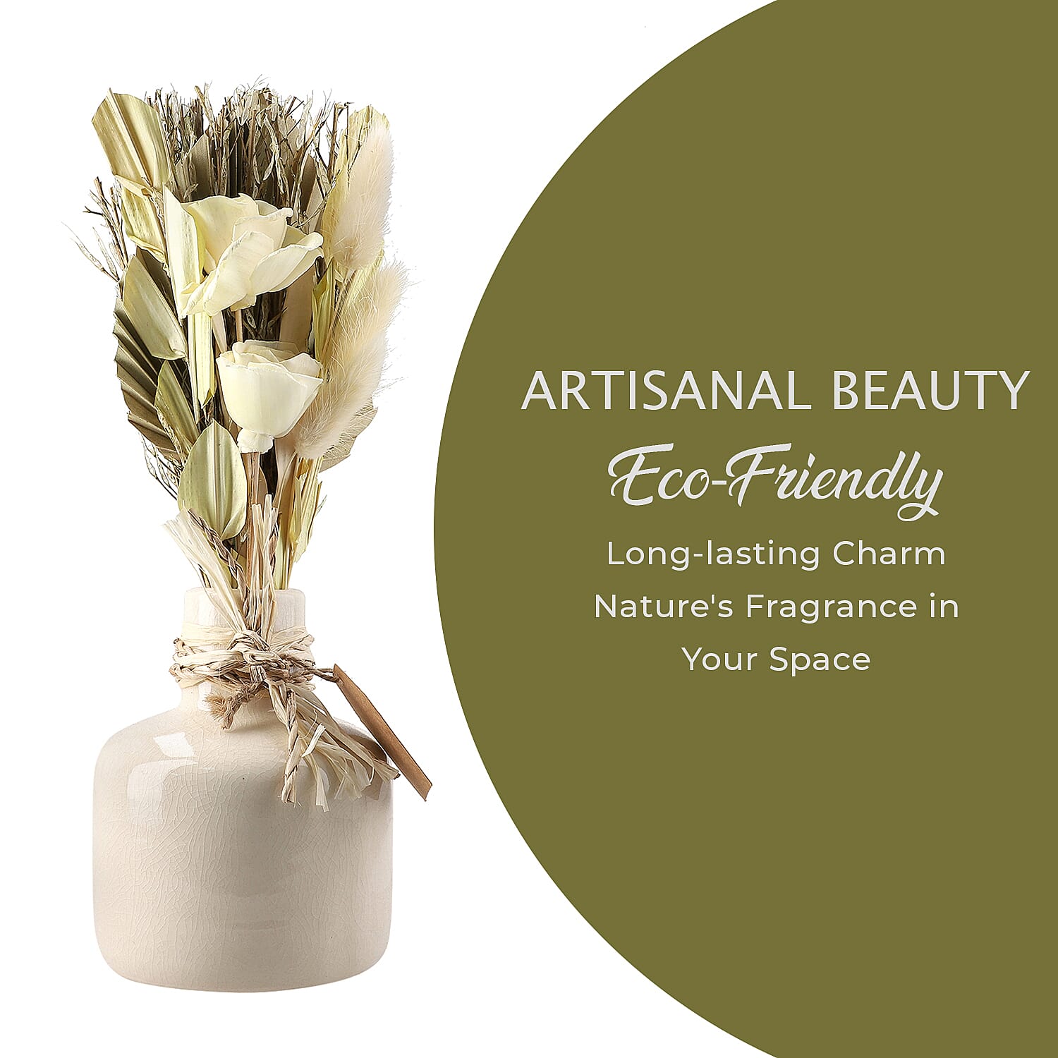 Ceramic Pot Arrangement with Bottom Grass & Sola Thai Rose (30 cm) - Yellow