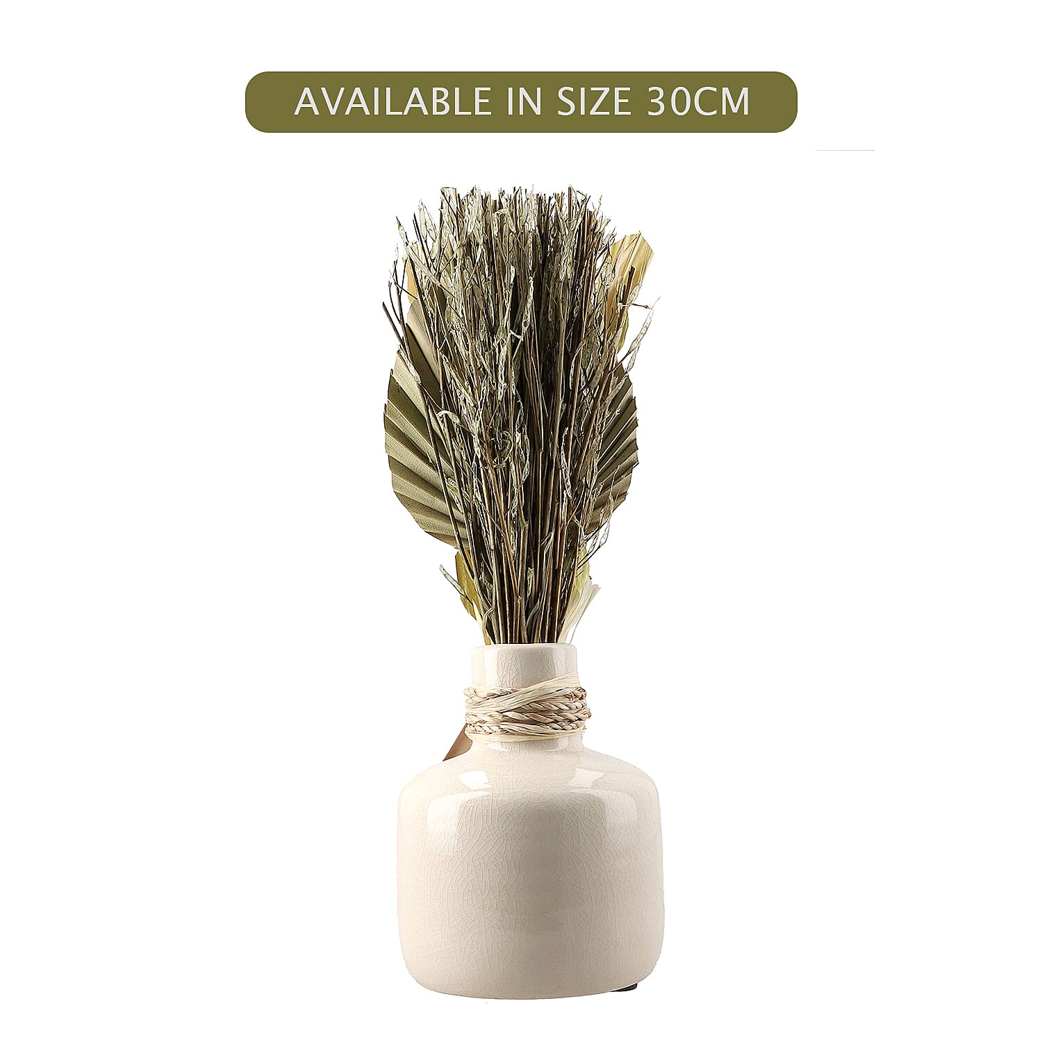 Ceramic Pot Arrangement with Bottom Grass & Sola Thai Rose (30 cm) - Yellow