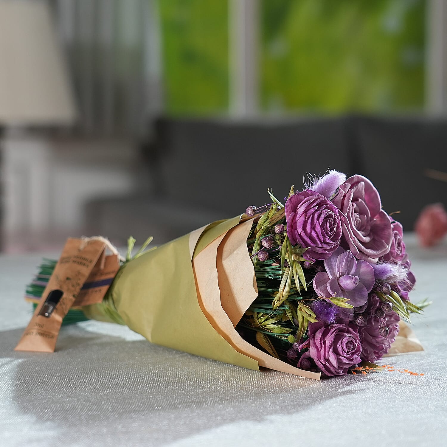 Hand Tied Round Bouquet with Spray Bottle in PDQ Display - Pine Needle Rose Mary