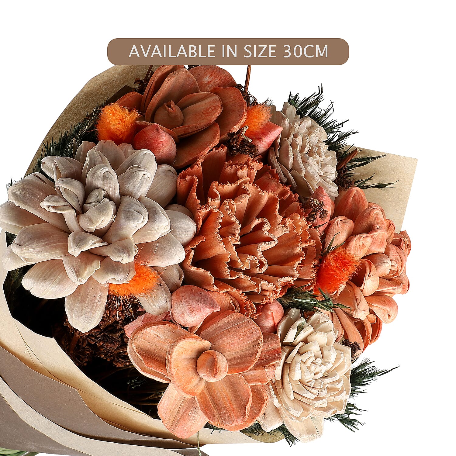 Hand Tied Small Round Bouquet With Spray Bottle - Brown and Red