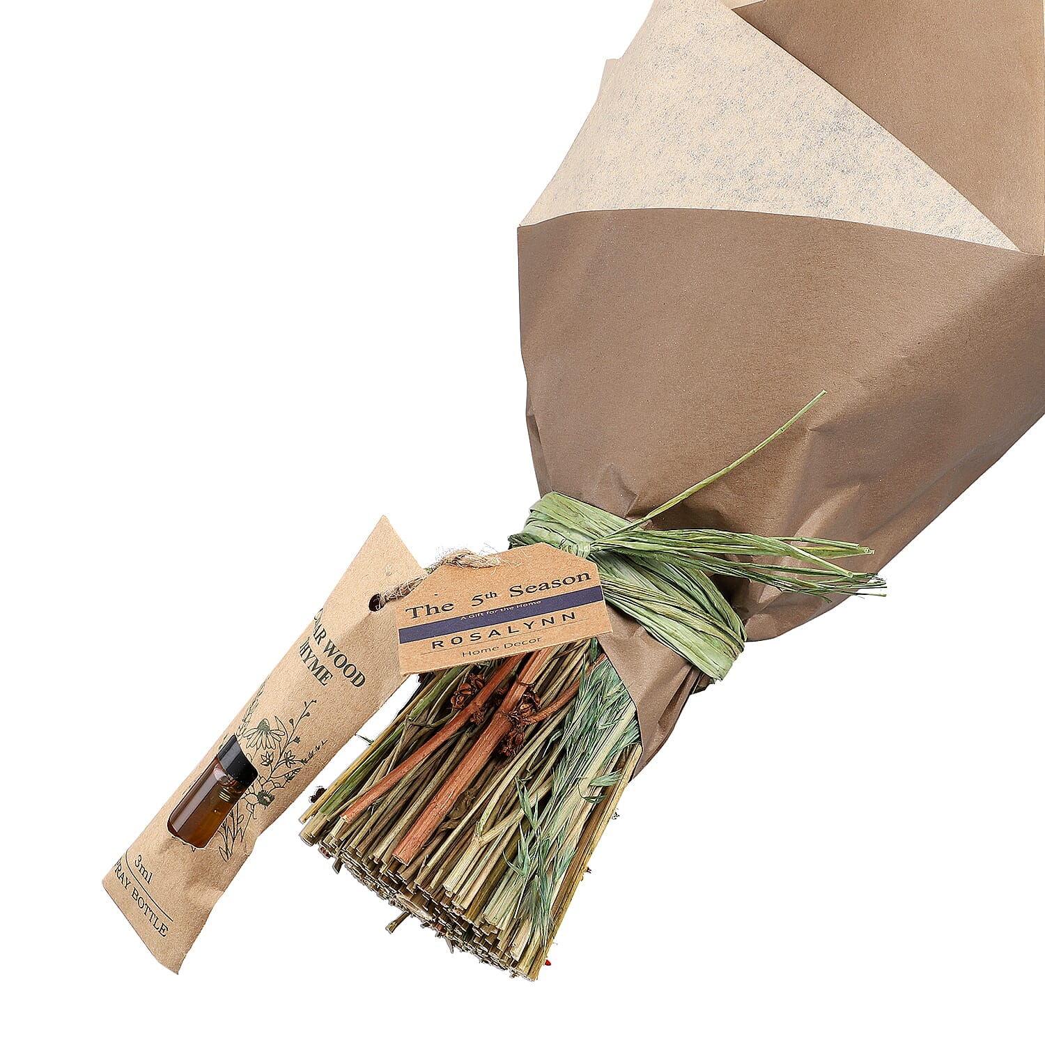 Hand Tied Small Round Bouquet With Spray Bottle - Brown and Red