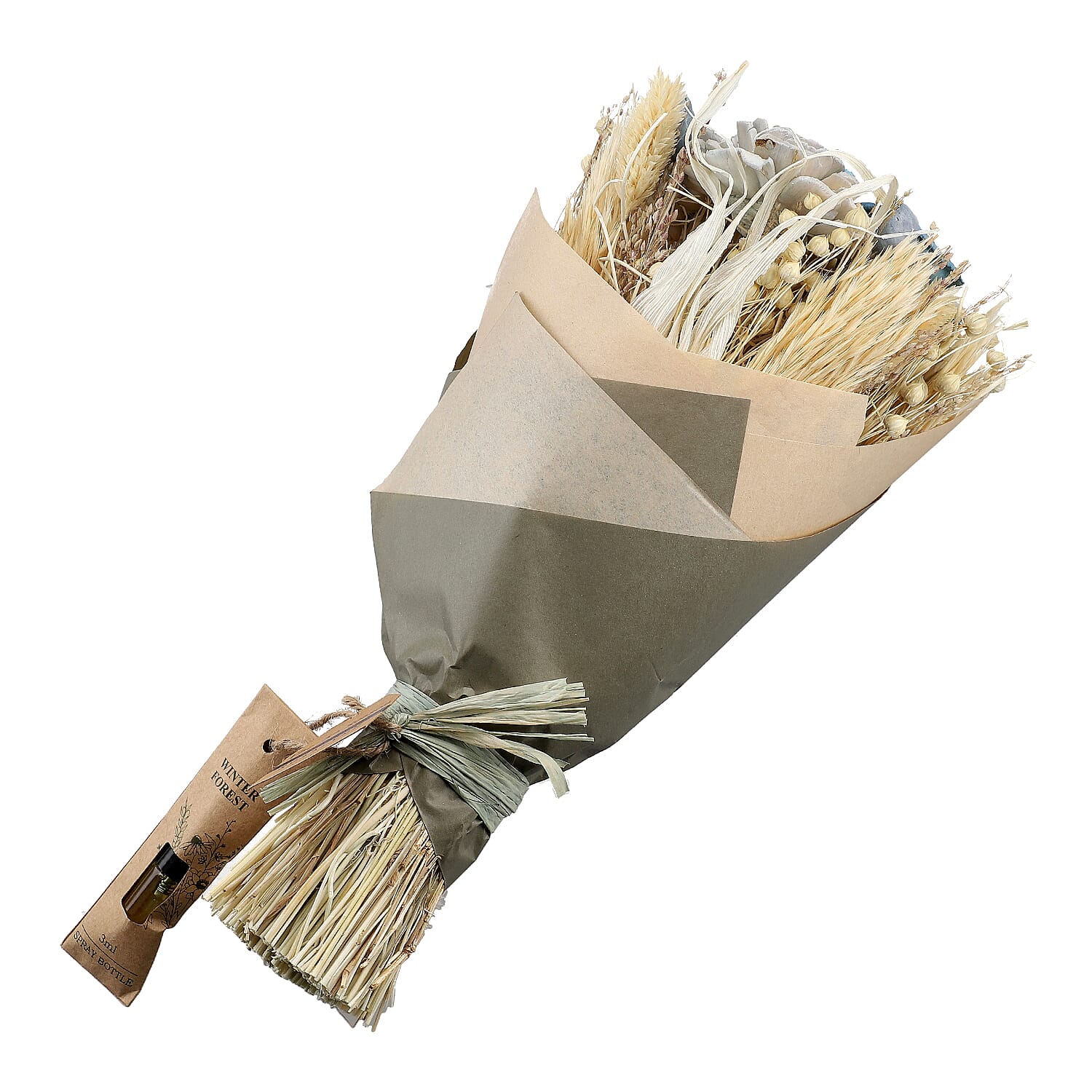 Hand Tied Round Bouquet with Spray Bottle - Winter Frost