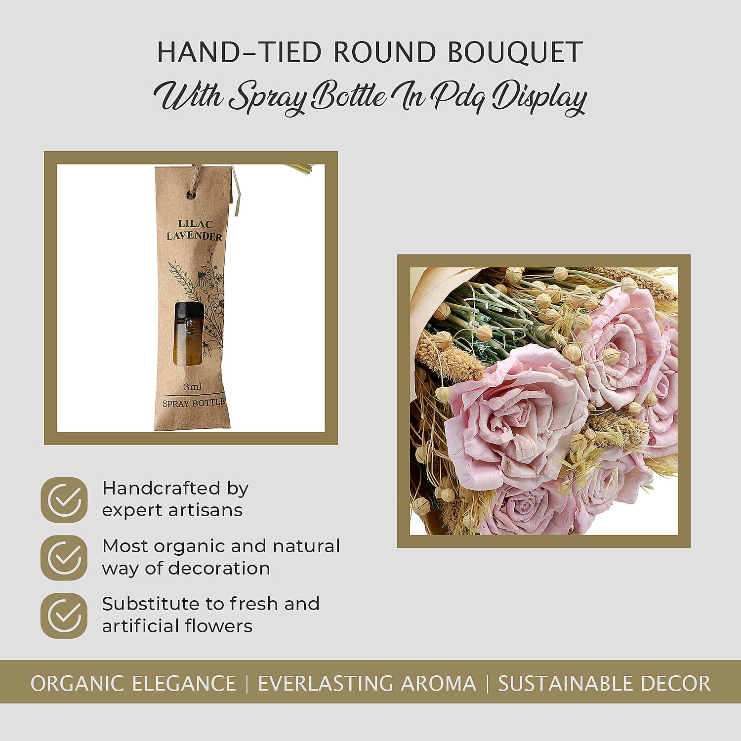 Hand Tied Floral Bouquet with Essential Oil - Lilac Lavender