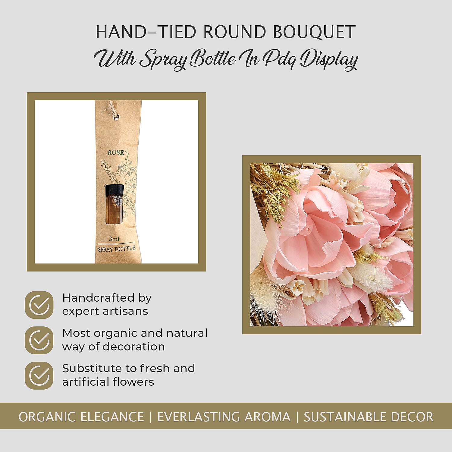 Hand Tied Floral Bouquet with Essential oil  - Rose