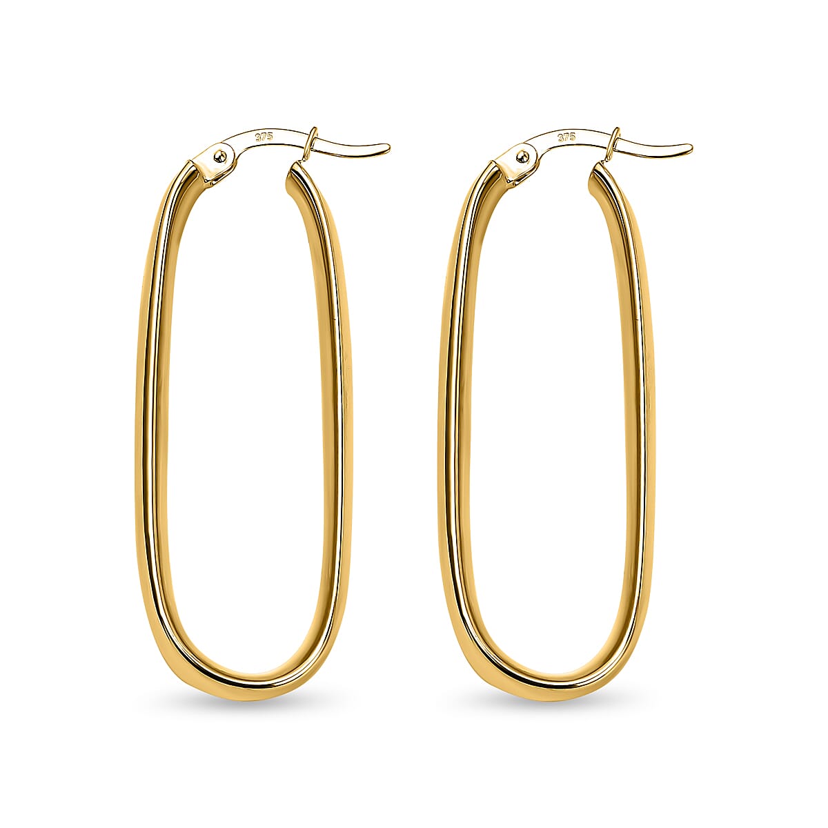 9K Yellow Gold Plain Hoop Earrings