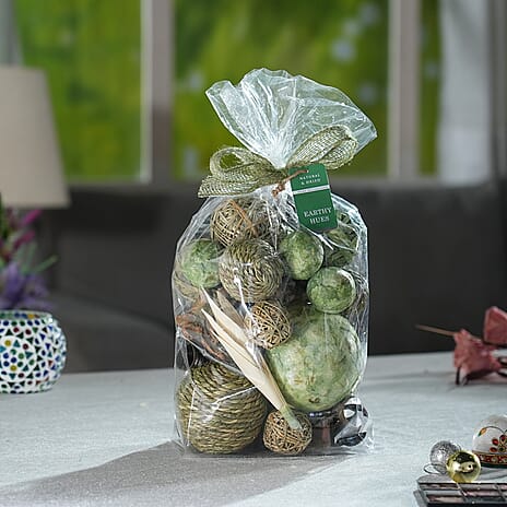 Table Decoration (Size 18x26x1 cm) - Green & Brown