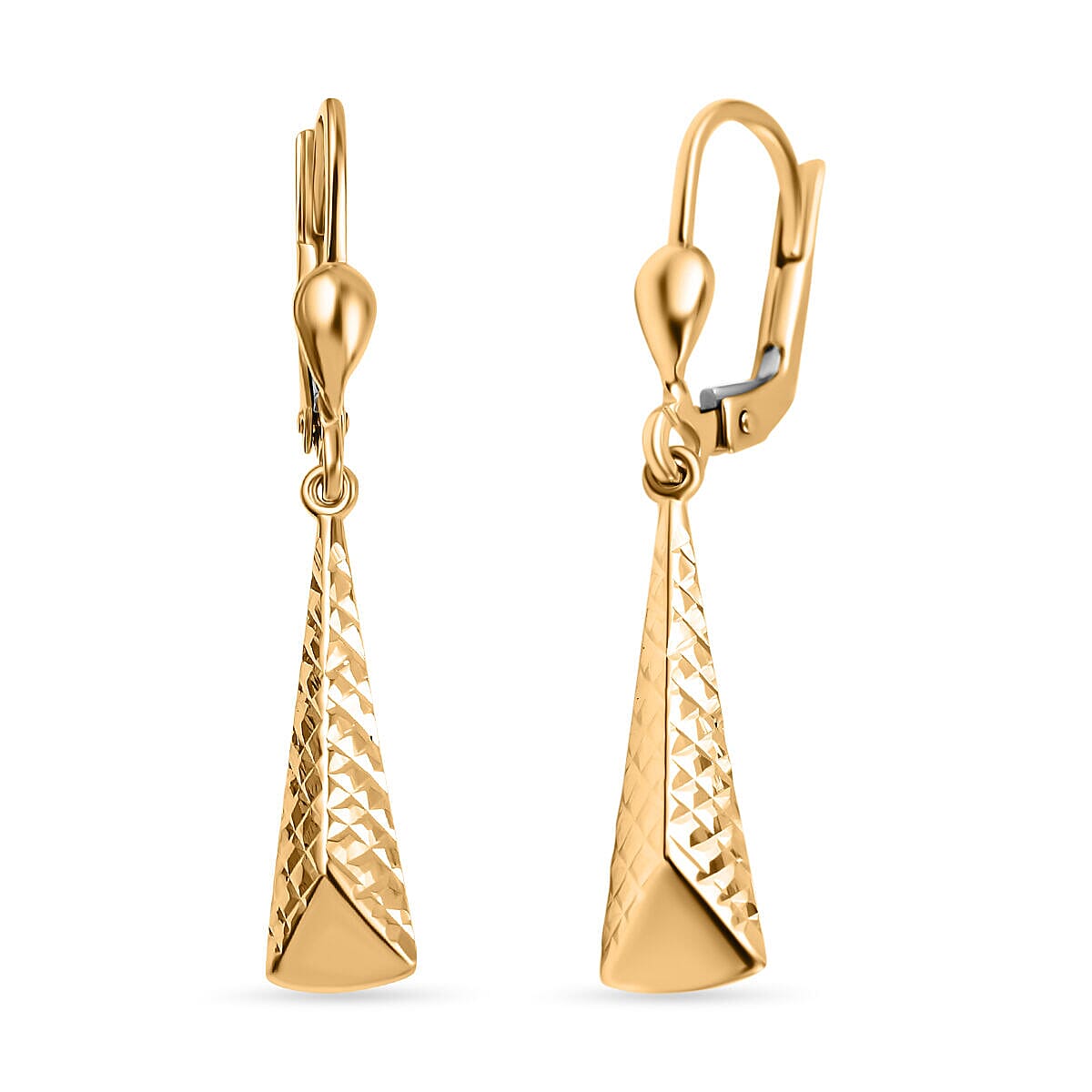Designer Closeout - 9K Yellow Gold Textured Pyramid Earrings