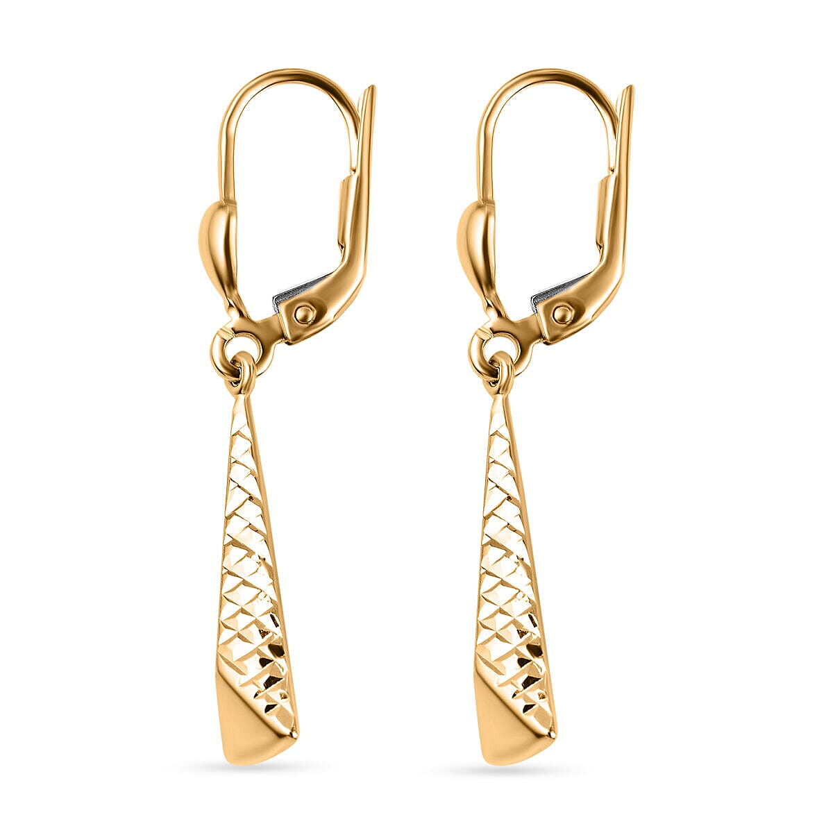 Designer Closeout - 9K Yellow Gold Textured Pyramid Earrings