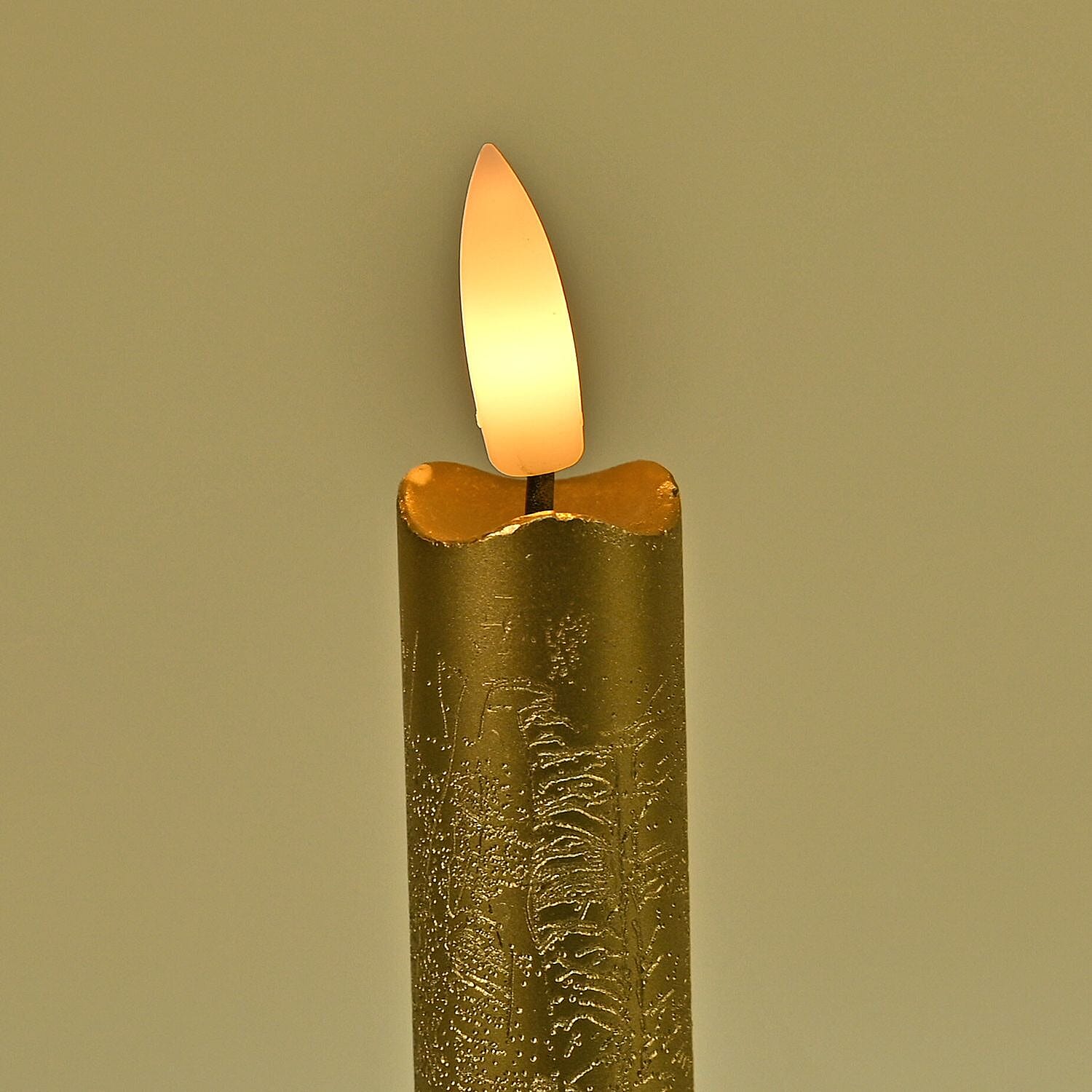 Candle Set (Size 5x2x25 cm) - Gold & Gold