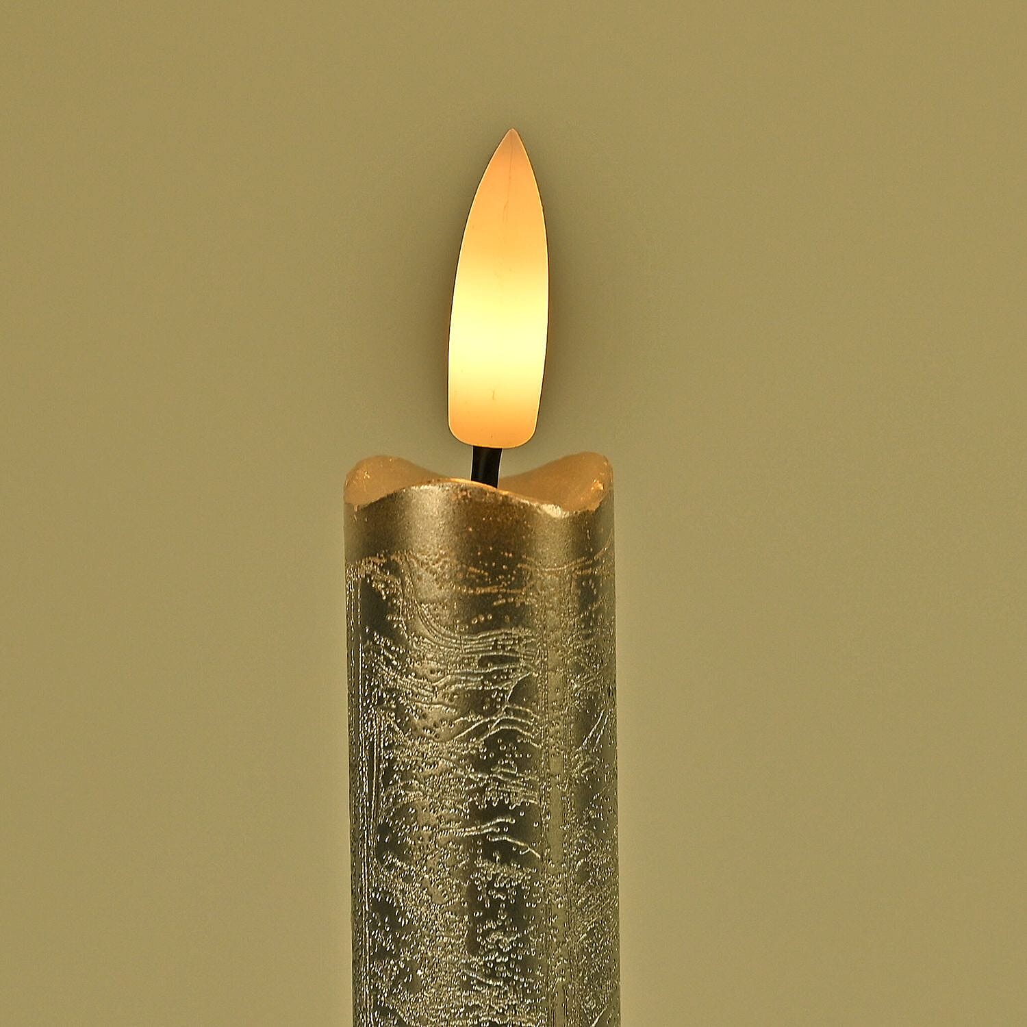 Set of 4 Flameless LED Candles (2 AAA Batteries,Not Incl.) - Silver