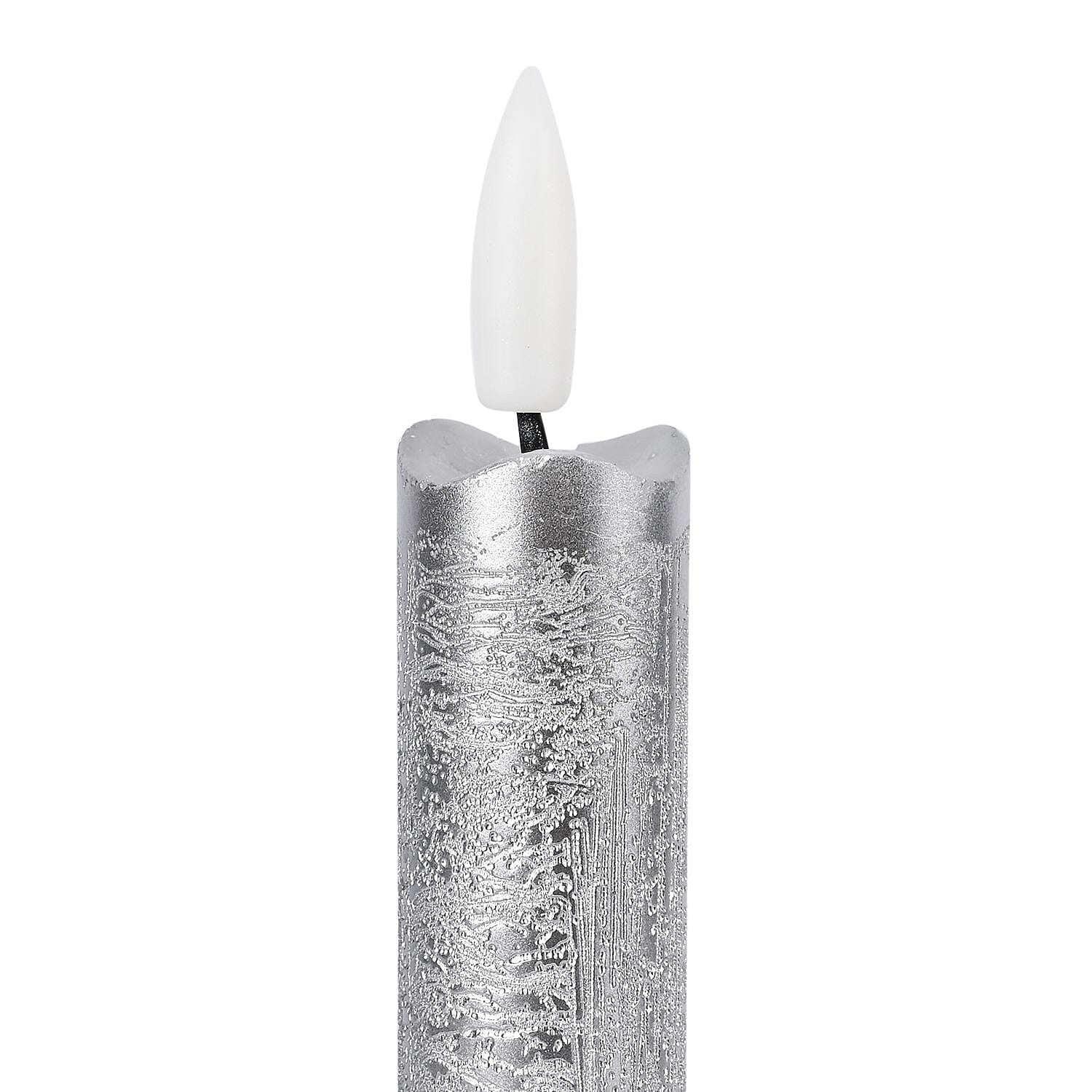 Set of 4 Flameless LED Candles (2 AAA Batteries,Not Incl.) - Silver
