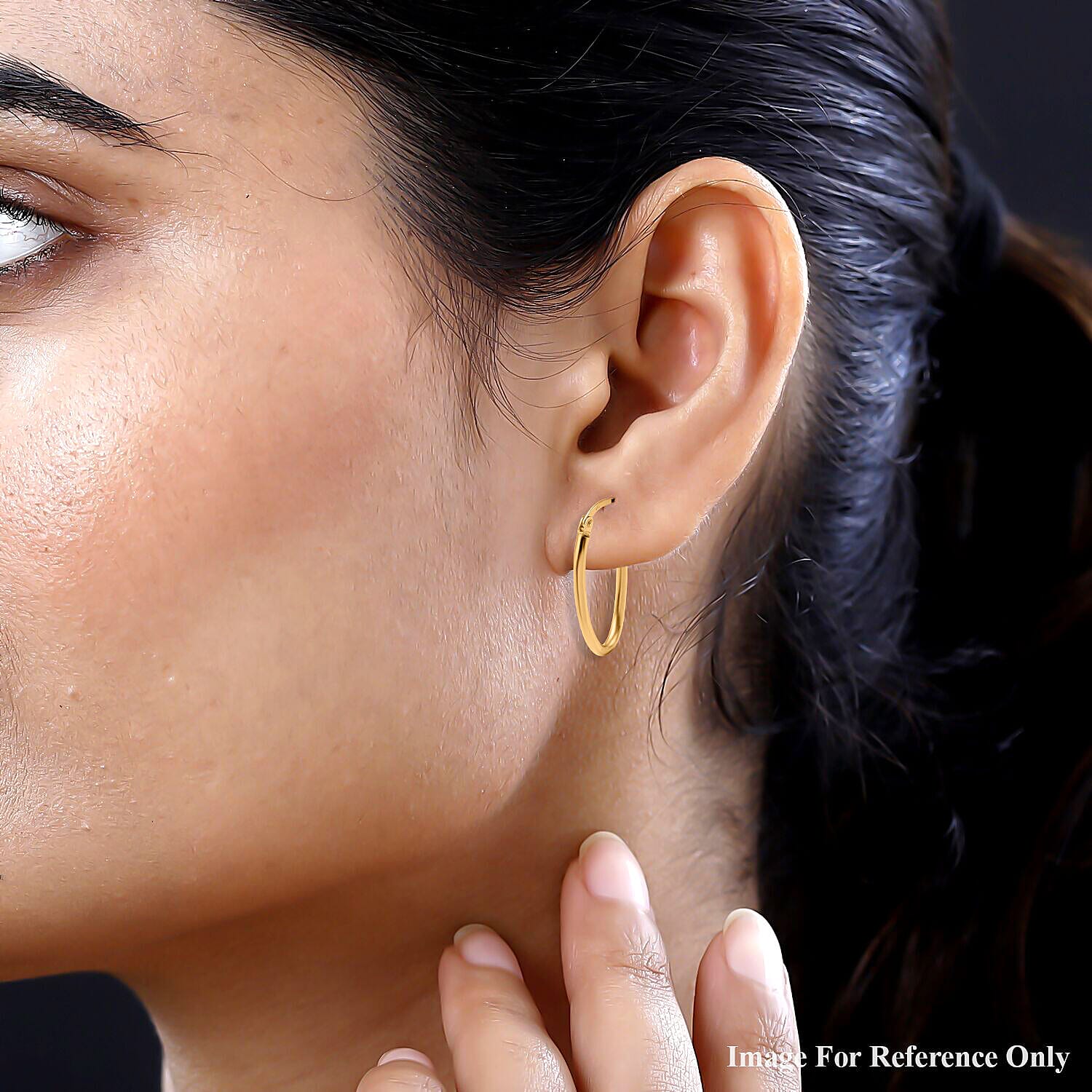 9K Yellow Gold Slim Oval Hoop Earrings