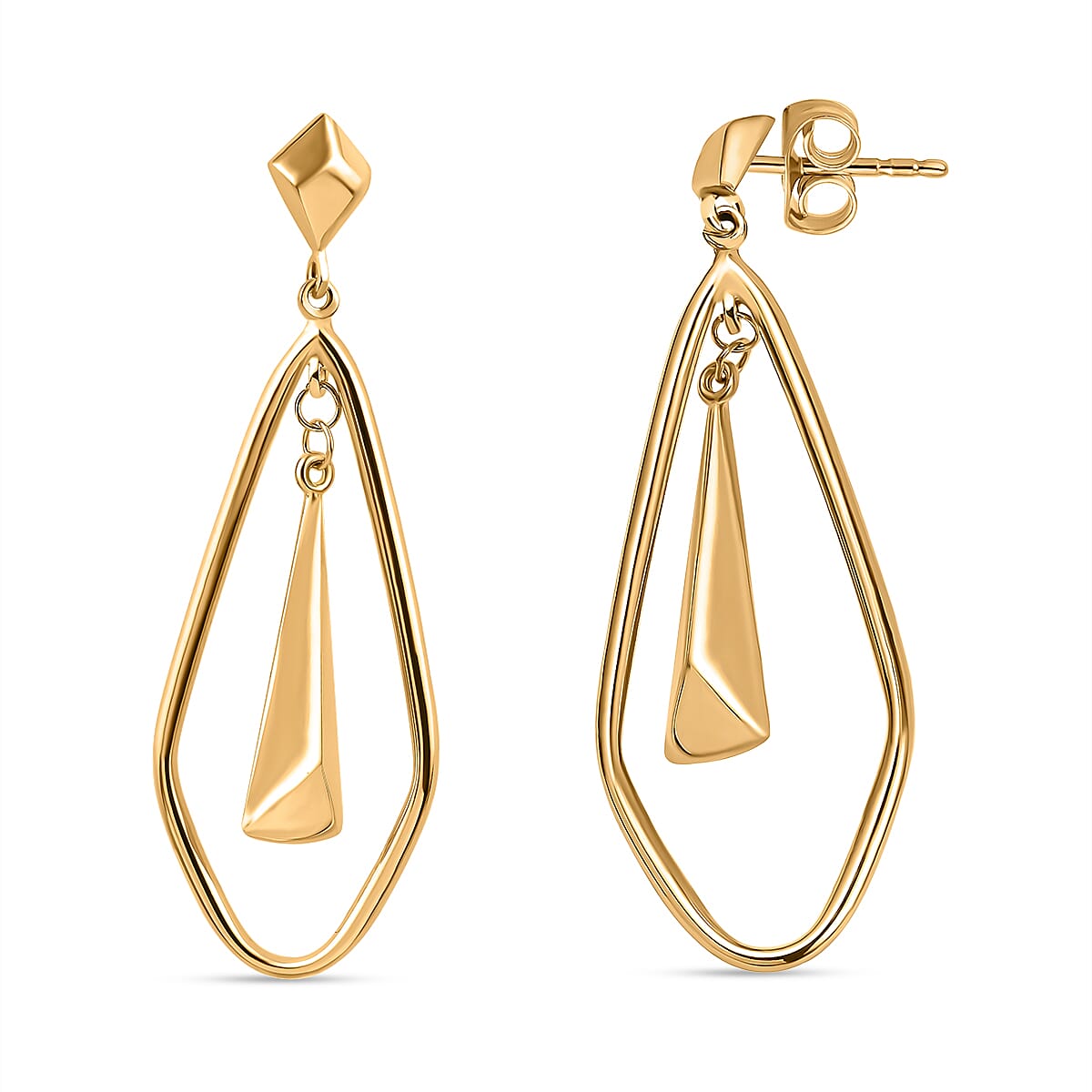 Las Vegas Closeout Deal - 9K Yellow Gold Geometric Trance Dangle Earrings