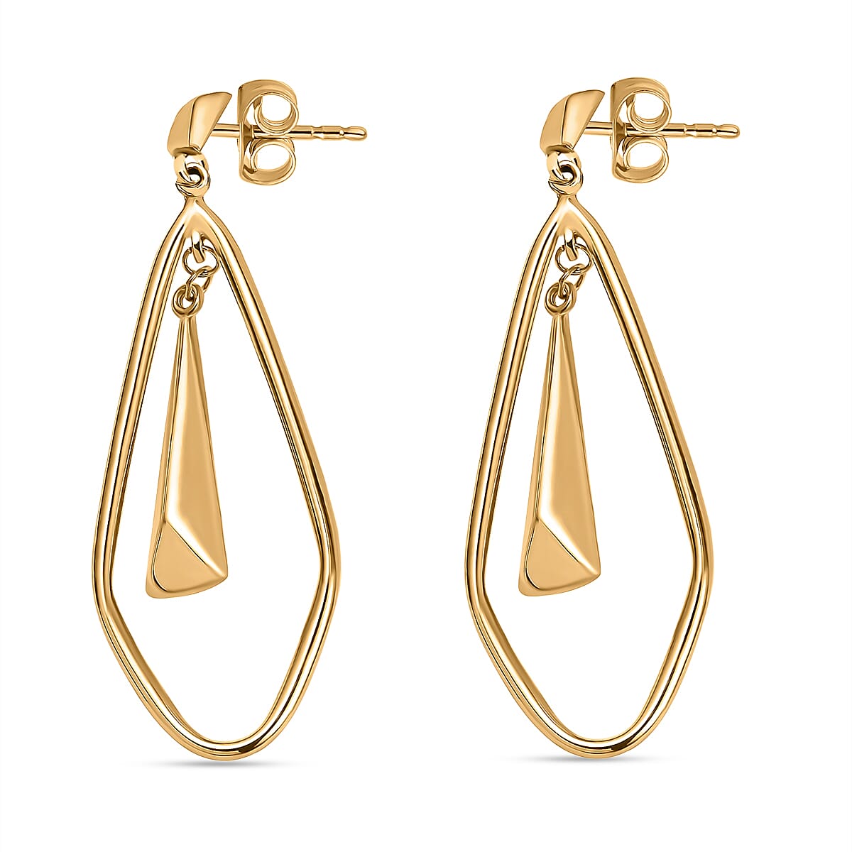 Las Vegas Closeout Deal - 9K Yellow Gold Geometric Trance Dangle Earrings