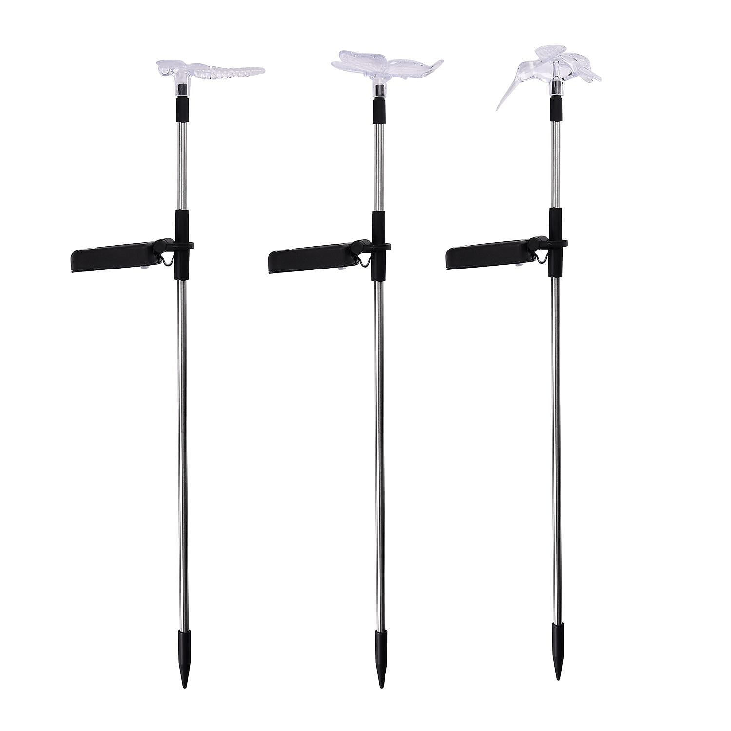 Pack of 6 - Butterfly, Hummingbird & Dragonfly Solar Powered Lawn Lights (Size 53 cm) -White