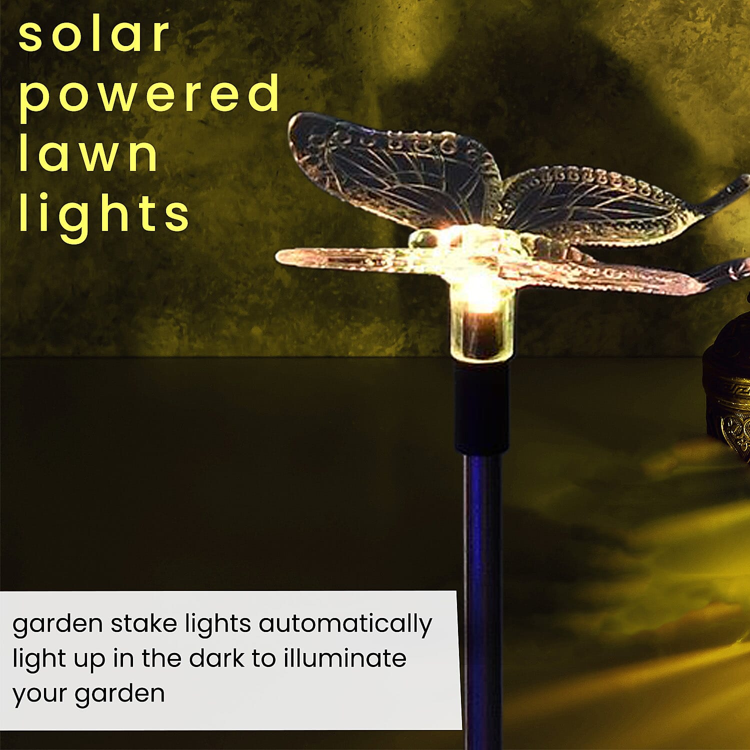 Pack of 6 - Butterfly, Hummingbird & Dragonfly Solar Powered Lawn Lights (Size 53 cm) -White