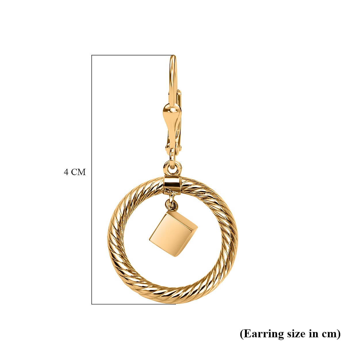 9K Yellow Gold Dangling Cube Earrings
